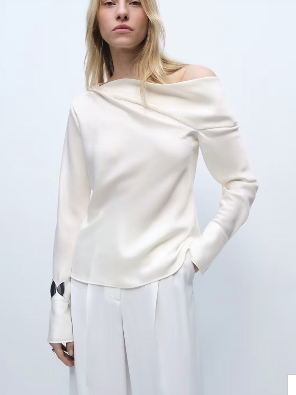Mango SATIN BLOUSE WITH DRAPED NECK
